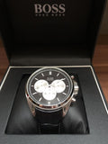  Shop Authentic Hugo Boss Companion Black Dial Black Leather Strap Watch for Men - 1513543 - Luxxuri