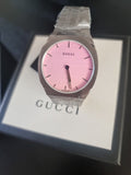  Shop Authentic Gucci 25H Quartz Pink Dial Silver Steel Strap Watch for Women - YA163410 - Luxxuri