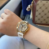  Shop Authentic Guess Queen Quartz Gold Dial White Silicone Strap Watch For Women - GW0536L2 - Luxxuri