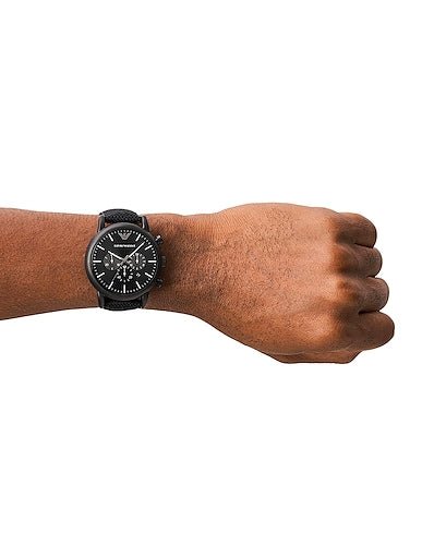  Shop Authentic Emporio Armani Luigi Chronograph Black Dial Black Stainless Steel Watch For Men - AR1895 - Luxxuri