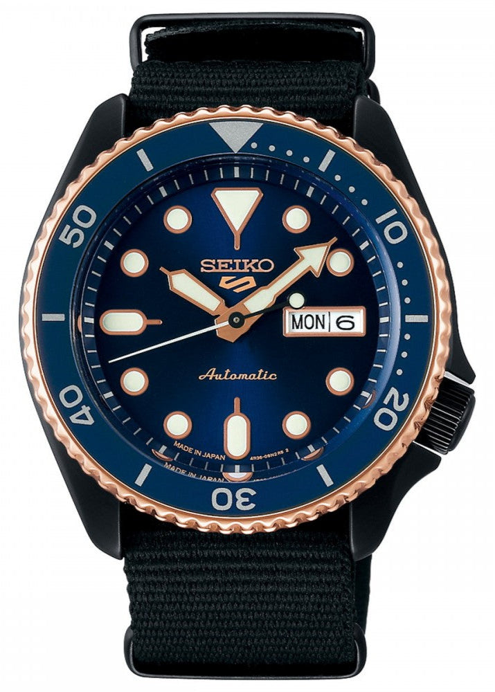  Shop Authentic Seiko 5 Sports Automatic Blue Dial Black NATO Strap Watch for Men - SBSA098 - Luxxuri
