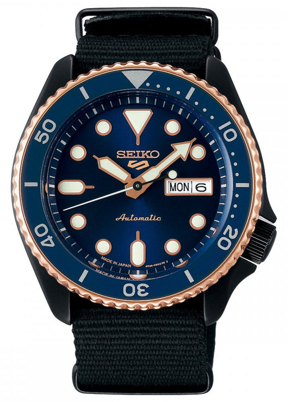  Shop Authentic Seiko 5 Sports Automatic Blue Dial Black NATO Strap Watch for Men - SBSA098 - Luxxuri