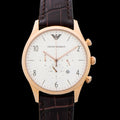  Shop Authentic Emporio Armani Beta Chronograph White Dial Brown Leather Strap Watch For Men - AR1916 - Luxxuri