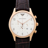  Shop Authentic Emporio Armani Beta Chronograph White Dial Brown Leather Strap Watch For Men - AR1916 - Luxxuri