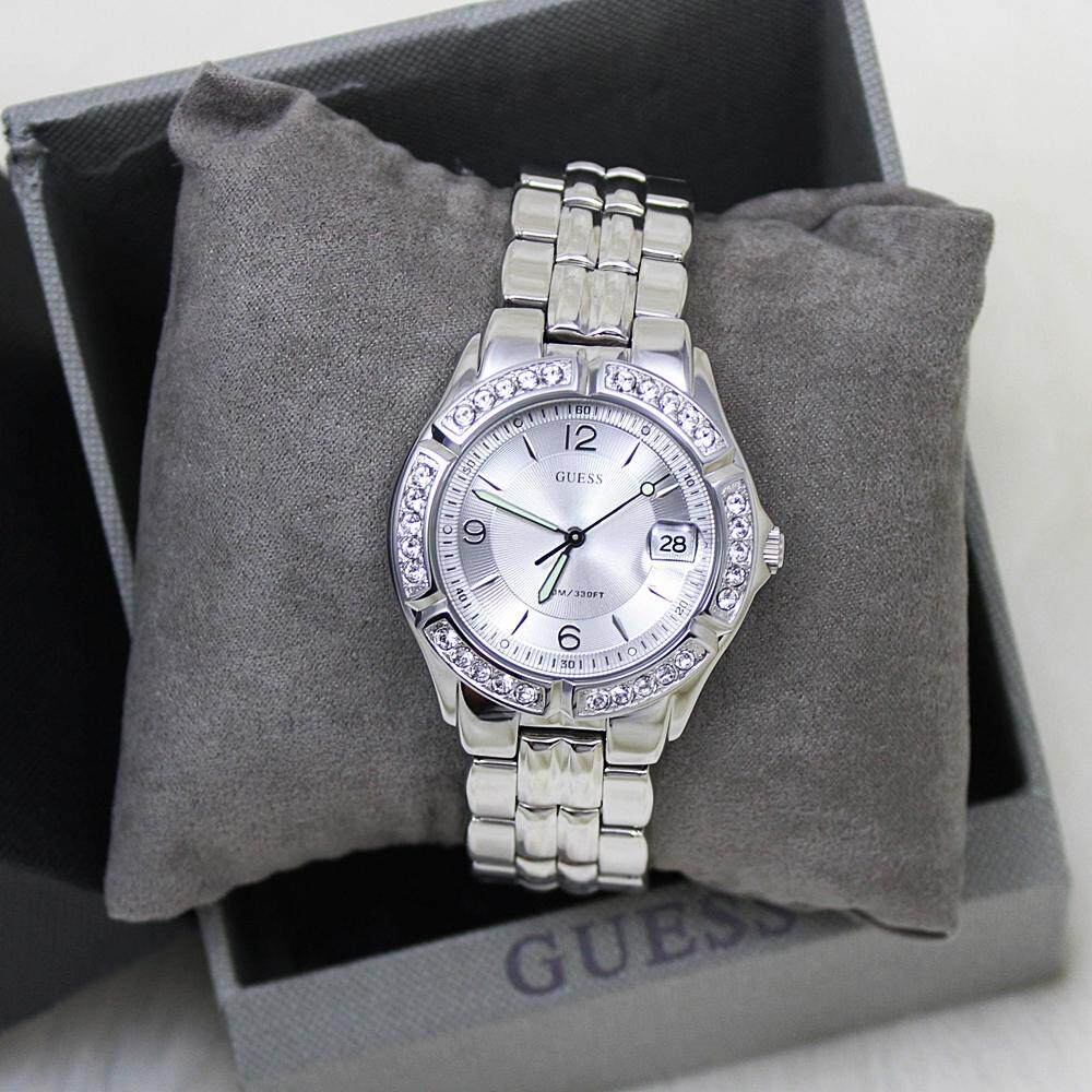  Shop Authentic Guess Water Pro Diamonds Silver Dial Silver Steel Strap Watch For Women - G75511M - Luxxuri