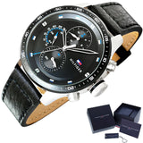  Shop Authentic Tommy Hilfiger Trent Chronograph Quartz Black Dial Black Leather Strap Watch For Men - 1791810 - Luxxuri