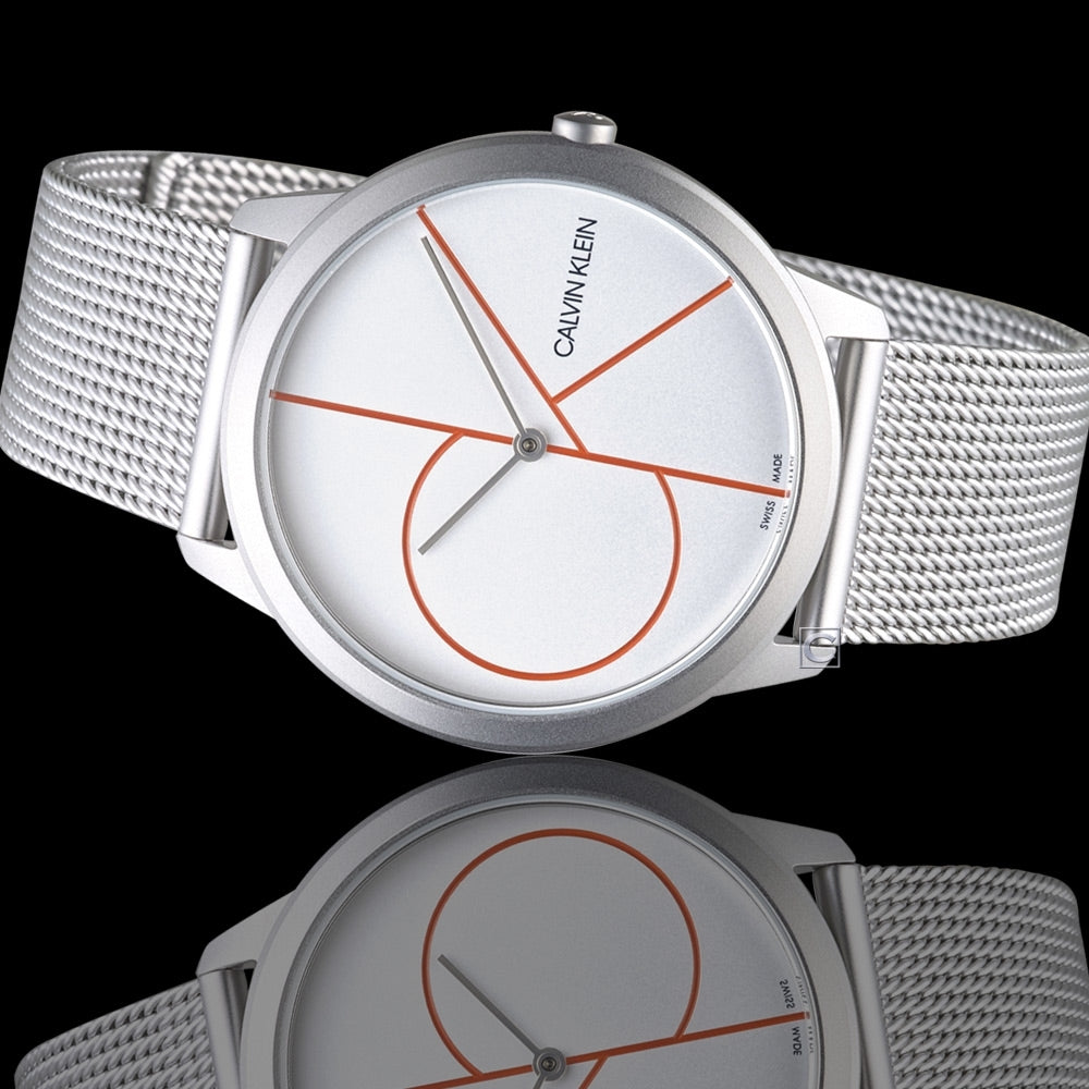  Shop Authentic Calvin Klein Minimal White Dial Silver Mesh Bracelet Watch for Men - K3M51152 - Luxxuri
