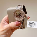  Shop Authentic Michael Kors Sofie Crystals Glitz Rose Gold Dial Two Tone Steel Strap Watch For Women - MK4446 - Luxxuri