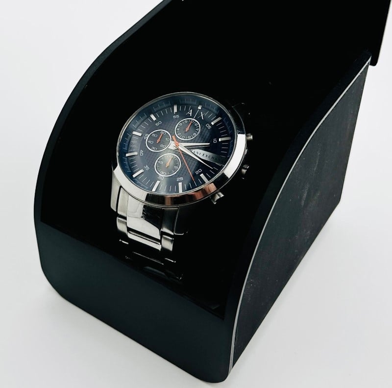  Shop Authentic Armani Exchange Hampton Chronograph Blue Dial Silver Steel Strap Watch For Men - AX2155 - Luxxuri