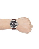  Shop Authentic Diesel Mega Chief Black & Silver Round Dial Brown Leather Strap Watch For Men - DZ4290 - Luxxuri