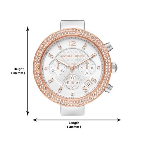  Shop Authentic Michael Kors Parker Chronograph White Dial Two Tone Leather Strap Watch For Women - MK6950 - Luxxuri