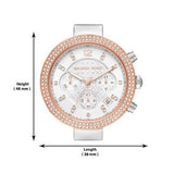  Shop Authentic Michael Kors Parker Chronograph White Dial Two Tone Leather Strap Watch For Women - MK6950 - Luxxuri