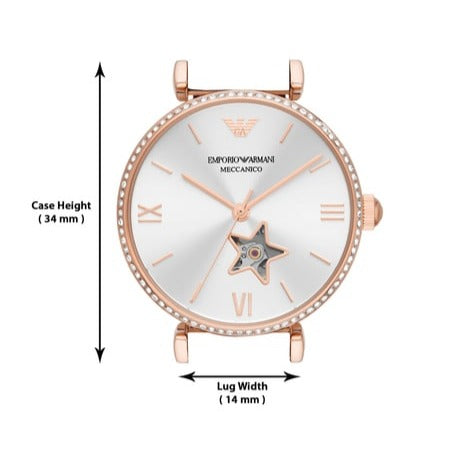  Shop Authentic Emporio Armani Meccanico Automatic Silver Dial Burgundy Leather Strap Watch For Women - AR60044 - Luxxuri