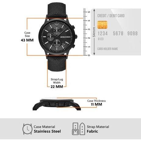  Shop Authentic Emporio Armani Renato Chronograph Black Dial Black Nylon Strap Watch For Men - AR11457 - Luxxuri