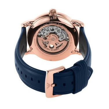  Shop Authentic Emporio Armani Meccanico Automatic Blue Dial Blue Leather Strap Watch For Men - AR60050 - Luxxuri