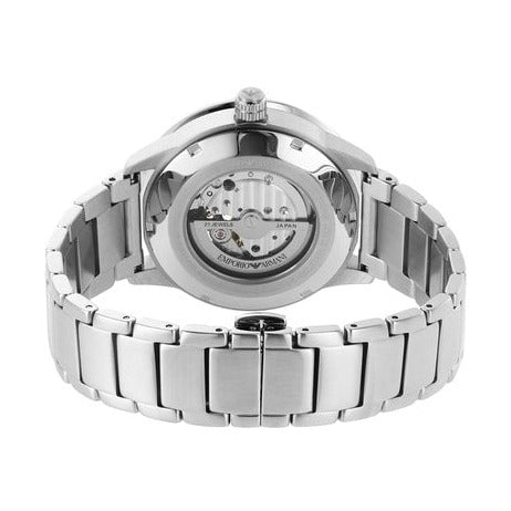  Shop Authentic Emporio Armani Mario Chronograph Automatic Blue Dial Silver Steel Strap Watch For Men - AR60052 - Luxxuri