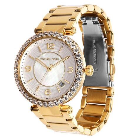  Shop Authentic Michael Kors Parker Mother of Pearl White Dial Gold Steel Strap Watch For Women - MK4693 - Luxxuri