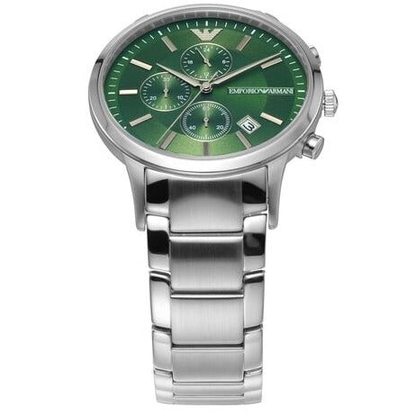  Shop Authentic Emporio Armani Renato Chronograph Green Dial Silver Steel Strap Watch For Men - AR11507 - Luxxuri