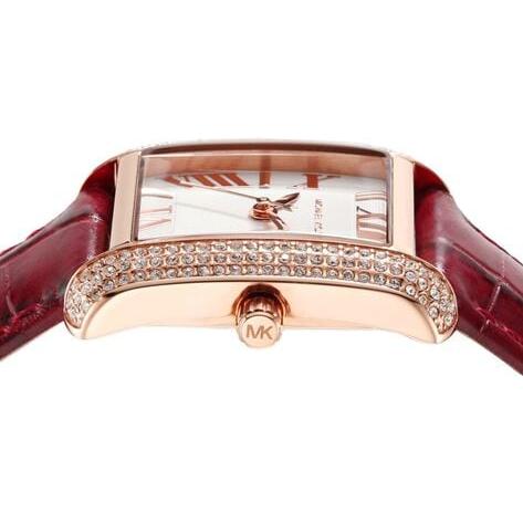  Shop Authentic Michael Kors Emery Quartz Diamonds Silver Dial Red Leather Strap Watch For Women - MK4689 - Luxxuri