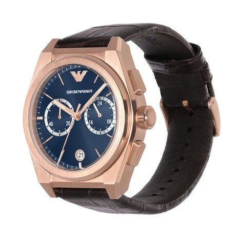  Shop Authentic Emporio Armani Claudio Chronograph Blue Dial Brown Leather Strap Watch For Men - AR11554 - Luxxuri