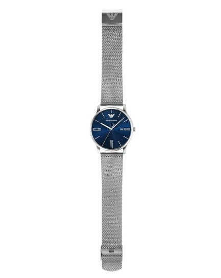  Shop Authentic Emporio Armani Minimalist Quartz Blue Dial Silver Steel Strap Watch For Men - AR11571 - Luxxuri