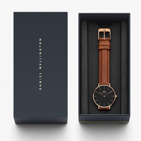  Shop Authentic Daniel Wellington Classic Petite Durham Black Dial Brown Leather Strap Watch For Women - DW00100166 - Luxxuri