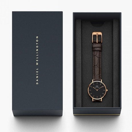  Shop Authentic Daniel Wellington Classic Petite York Black Dial Brown Leather Strap Watch For Women - DW00100226 - Luxxuri