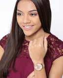  Shop Authentic Guess Tri Glitz Quartz Diamonds Rose Gold Dial Rose Gold Mesh Bracelet Watch For Women - W1142L4 - Luxxuri