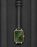  Shop Authentic Daniel Wellington Quadro Pressed Melrose Emerald Green Dial Black Leather Strap Watch For Women - DW00100446 - Luxxuri