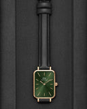 Shop Authentic Daniel Wellington Quadro Pressed Melrose Emerald Green Dial Black Leather Strap Watch For Women - DW00100446 - Luxxuri