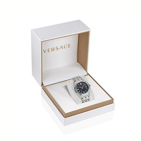  Shop Authentic Versace Greca Time Quartz Black Dial Silver Steel Strap Watch For Men - VE3K00322 - Luxxuri