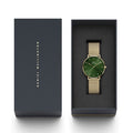  Shop Authentic Daniel Wellington Petite Emerald Green Dial Gold Mesh Strap Watch For Women - DW00100481 - Luxxuri