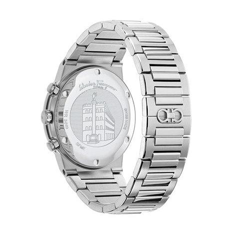 Salvatore Ferragamo Sapphire Chrono Black Dial Silver Steel Strap Watch for Men - SFME00321
