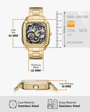  Shop Authentic Fossil Inscription Automatic Skeleton Black Dial Gold Steel Strap Watch for Men - BQ2573 - Luxxuri