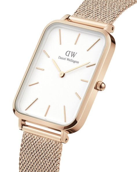  Shop Authentic Daniel Wellington Quadro Pressed Melrose White Dial Rose Gold Mesh Strap Watch For Women - DW00100465 - Luxxuri