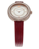  Shop Authentic Emporio Armani Two-Hand Analog White Dial Red Leather Strap Watch For Women - AR11532 - Luxxuri