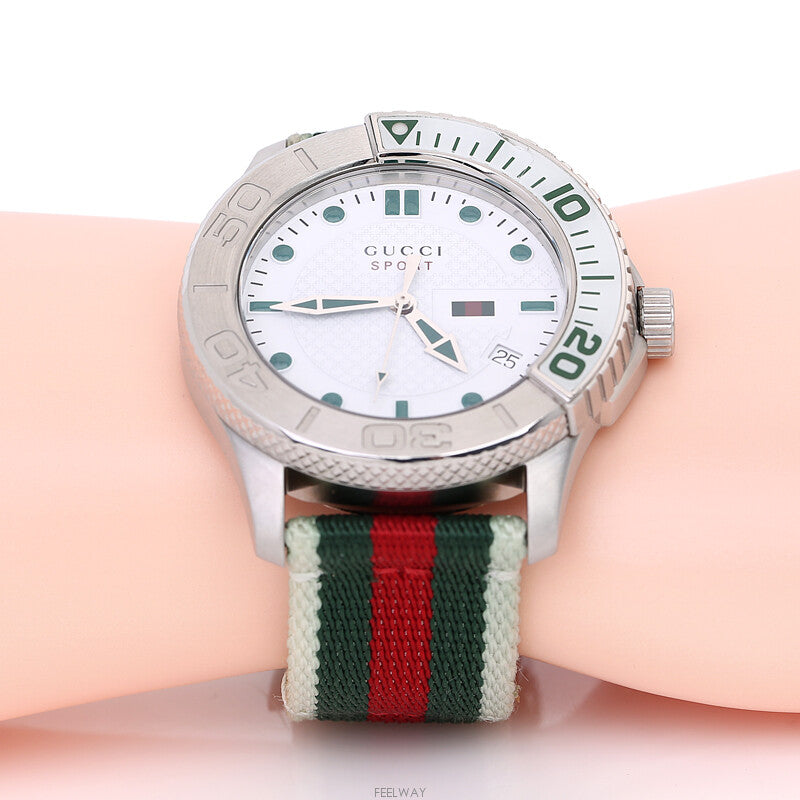  Shop Authentic Gucci G Timeless White Dial Two Tone Nylon Strap Watch For Men - YA126231 - Luxxuri