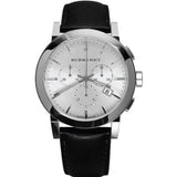  Shop Authentic Burberry The City Chronograph White Dial Black Leather Strap Watch for Men - BU9355 - Luxxuri