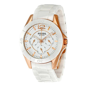  Shop Authentic Fossil Ceramic Multifunction White Dial White Steel Strap Watch for Women - CE1006 - Luxxuri
