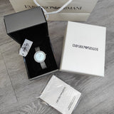  Shop Authentic Emporio Armani Rosa Diamonds Mother of Pearl Blue Dial Silver Mesh Bracelet Watch For Women - AR11380 - Luxxuri