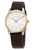  Shop Authentic Calvin Klein City White Dial Brown Leather Strap Watch for Men - K2G21629 - Luxxuri