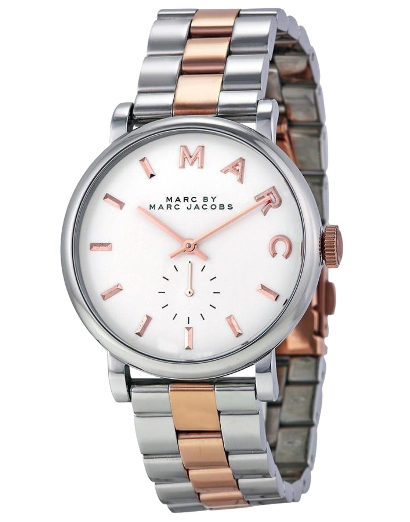 Marc Jacobs Baker White Dial Two Tone Steel Strap Watch for Women - MBM3312