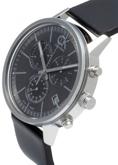  Shop Authentic Calvin Klein Post Minimal Chronograph Black Dial Black Leather Strap Watch for Men - K7627107 - Luxxuri