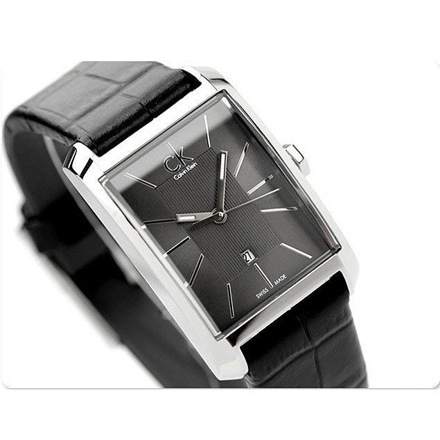 Shop Authentic Calvin Klein Window Black Dial Black Leather Strap Watch for Men - K2M21107 - Luxxuri