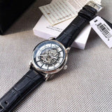  Shop Authentic Emporio Armani Luigi Silver Skeleton Dial Black Leather Strap Watch For Men - AR1981 - Luxxuri