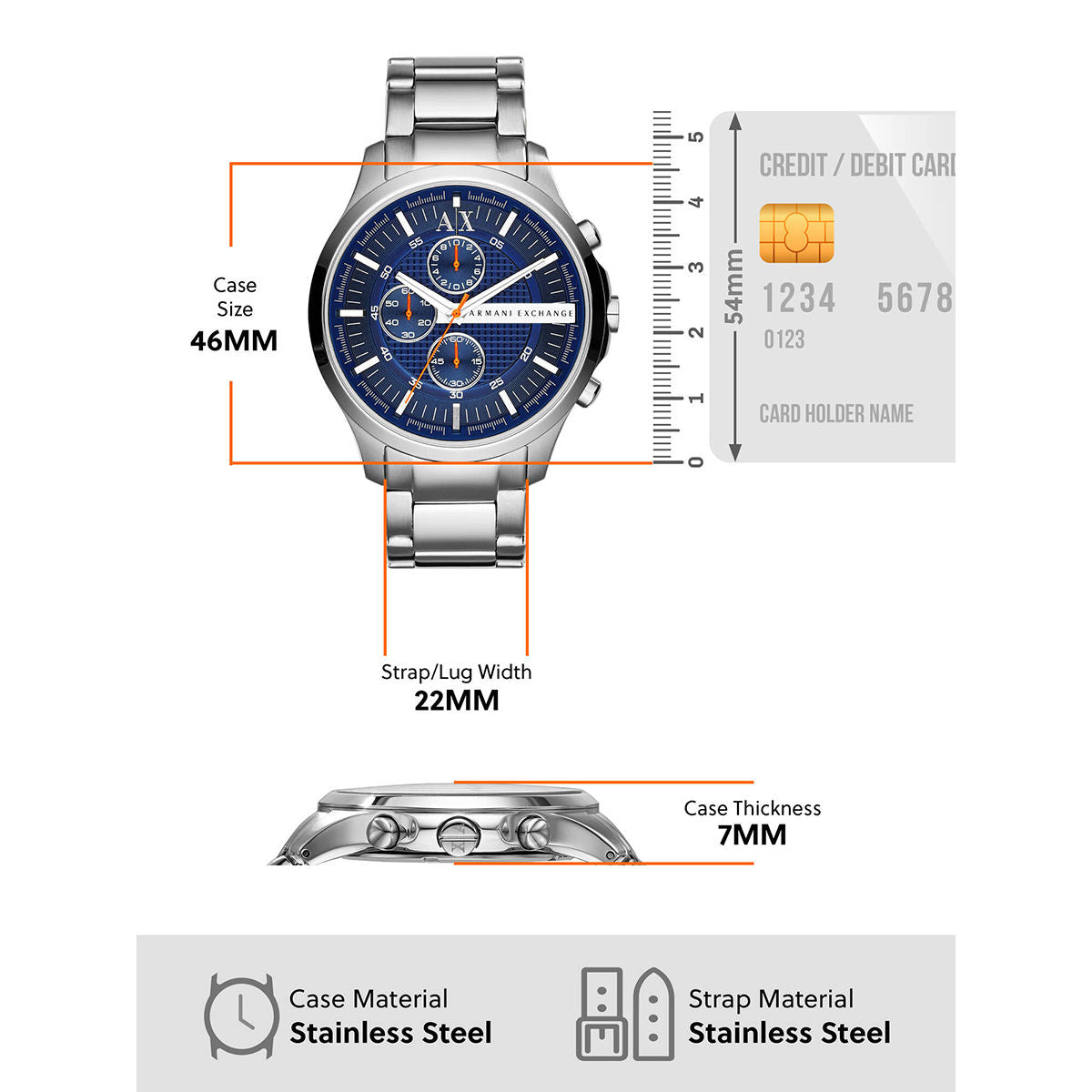  Shop Authentic Armani Exchange Hampton Chronograph Blue Dial Silver Steel Strap Watch For Men - AX2155 - Luxxuri