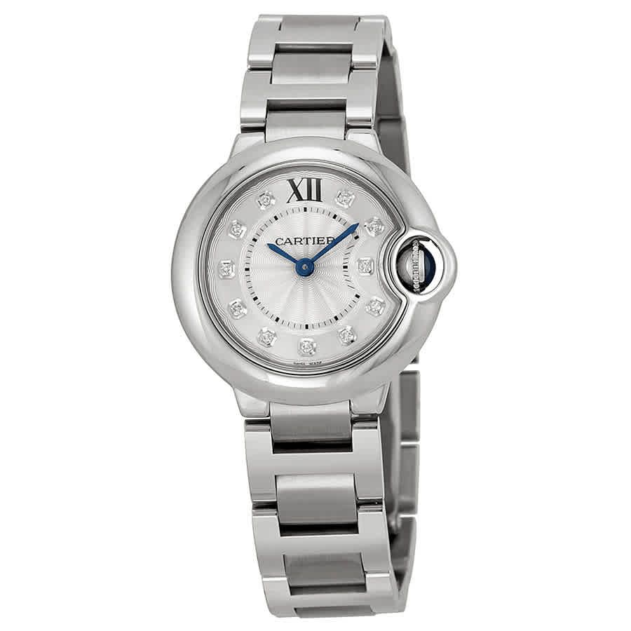  Shop Authentic Cartier Ballon Bleu de Cartier Diamonds Silver Dial Silver Steel Strap Watch for Women - WE902073 - Luxxuri