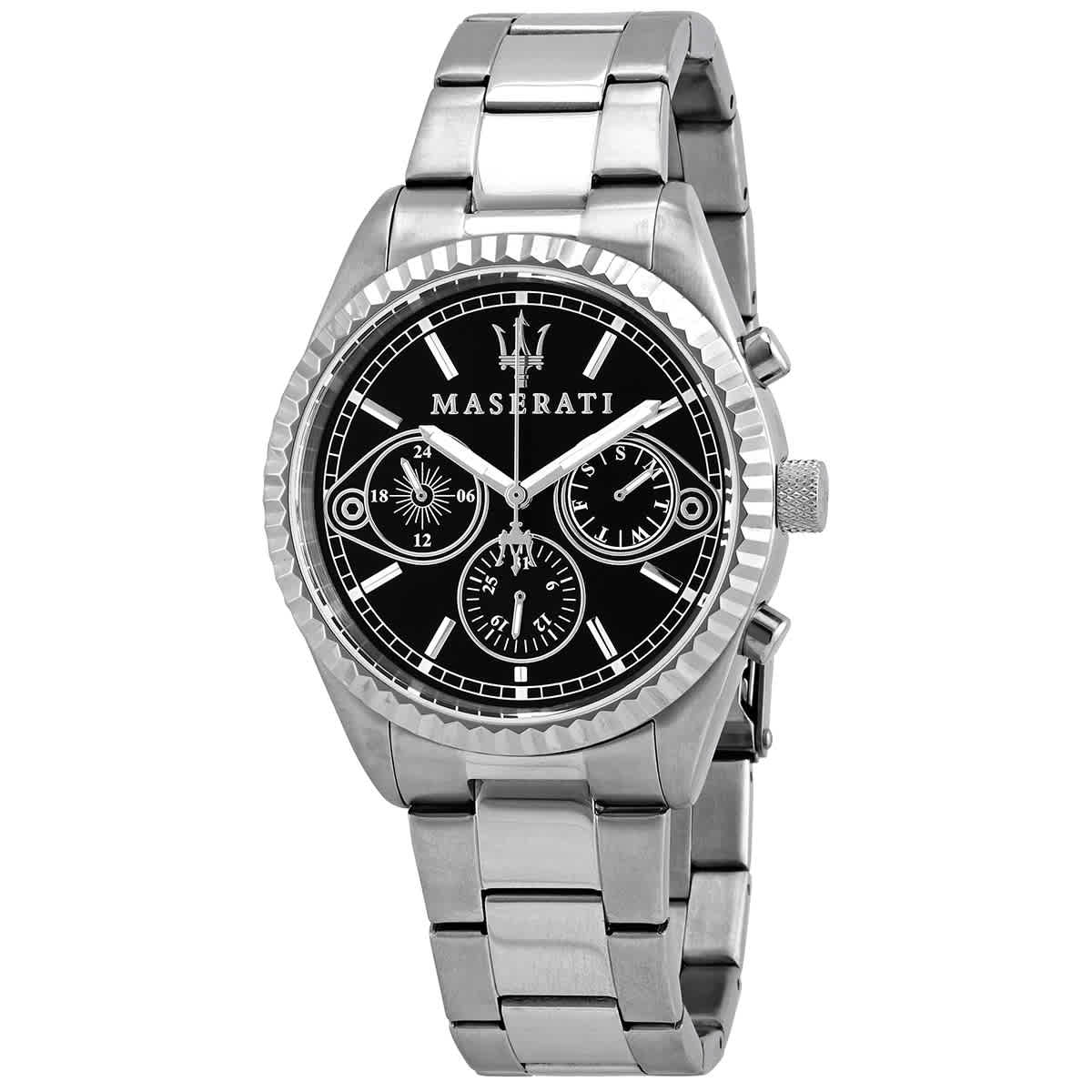  Shop Authentic Maserati Competizione Chronograph Black Dial Silver Steel Strap Watch For Men - R8853100014 - Luxxuri