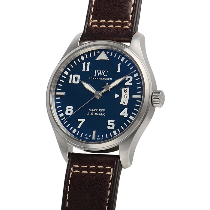  Shop Authentic IWC Pilots Watch Mark XVII Edition Le Petit Prince Blue Dial Brown Leather Strap Watch for Men - IW326506 - Luxxuri