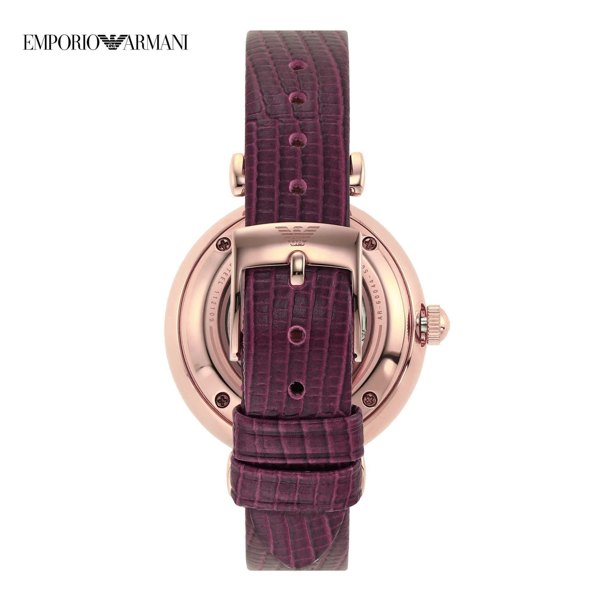  Shop Authentic Emporio Armani Meccanico Automatic Silver Dial Burgundy Leather Strap Watch For Women - AR60044 - Luxxuri